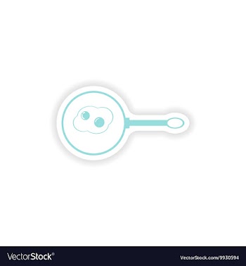 Paper sticker on white background pan fried eggs vector image