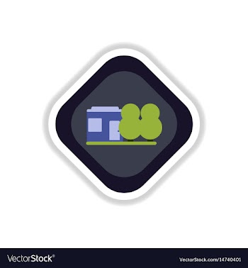 Paper sticker on white background park house vector image