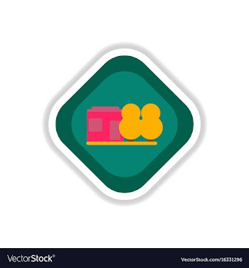 Paper sticker on white background park house vector image