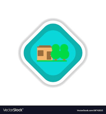 Paper sticker on white background park house vector image