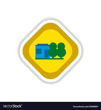 Paper sticker on white background park house vector image