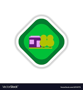 Paper sticker on white background park house vector image