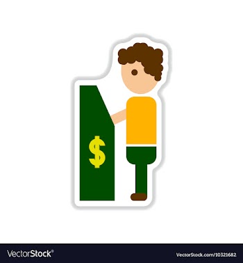 Paper sticker on white background people ATM vector image