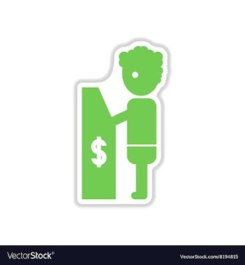 Paper sticker on white background people ATM vector image