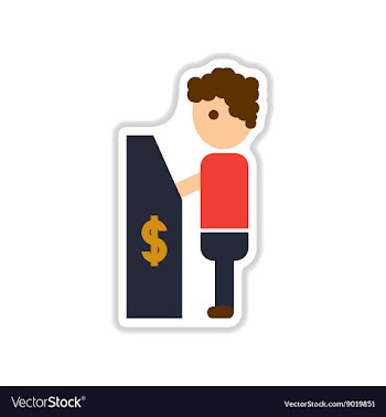 Paper sticker on white background people ATM vector image