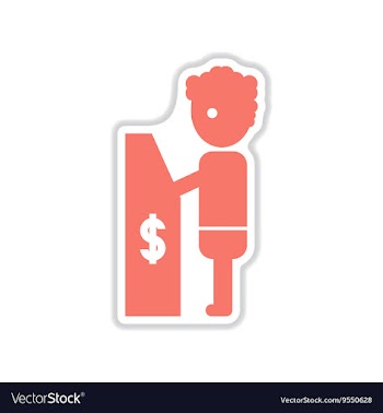 Paper sticker on white background people ATM vector image