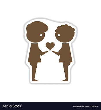 Paper sticker on white background people heart vector image