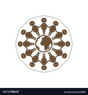 Paper sticker on white background people of earth vector image