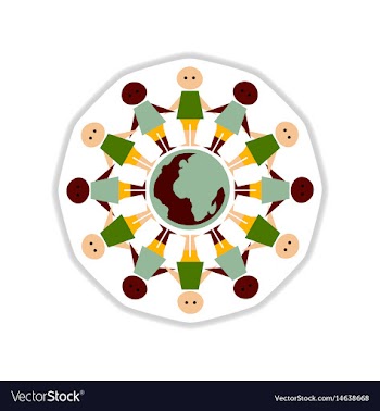 Paper sticker on white background people of earth vector image