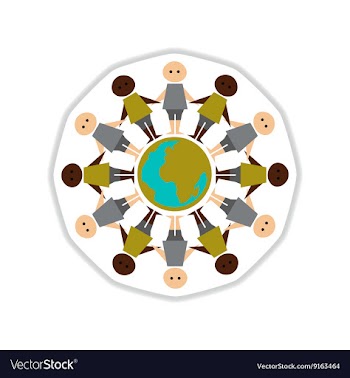 Paper sticker on white background people of earth vector image