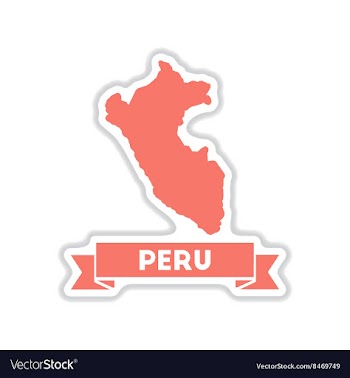 Paper sticker on white background Peru map vector image