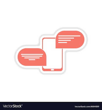 Paper sticker on white background phone message vector image