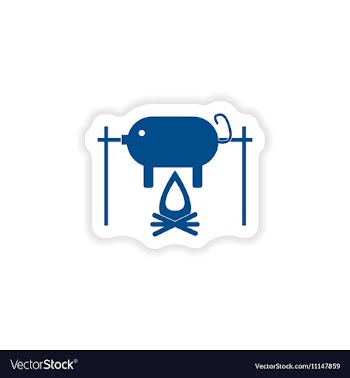 Paper sticker on white background pig on fire vector image