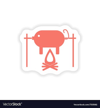 Paper sticker on white background pig on fire vector image