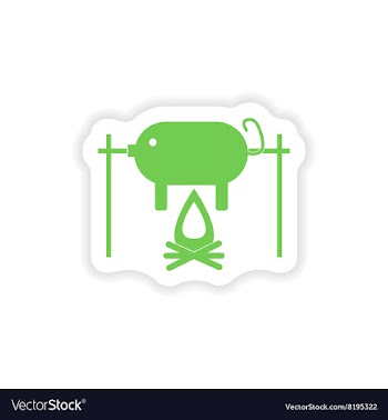 Paper sticker on white background pig on fire vector image