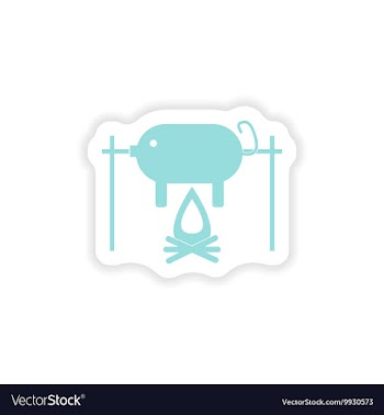 Paper sticker on white background pig on fire vector image