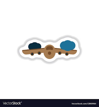 Paper sticker on white background plane flying vector image