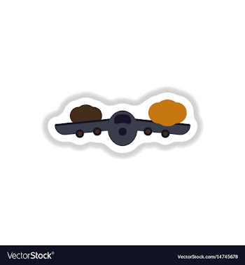 Paper sticker on white background plane flying vector image