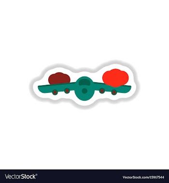Paper sticker on white background plane flying vector image