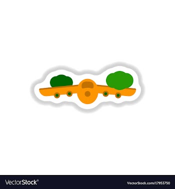 Paper sticker on white background plane flying vector image