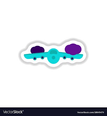 Paper sticker on white background plane flying vector image