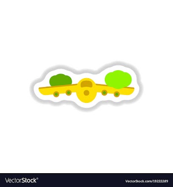 Paper sticker on white background plane flying vector image