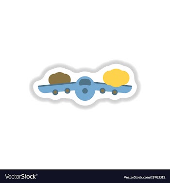 Paper sticker on white background plane flying vector image