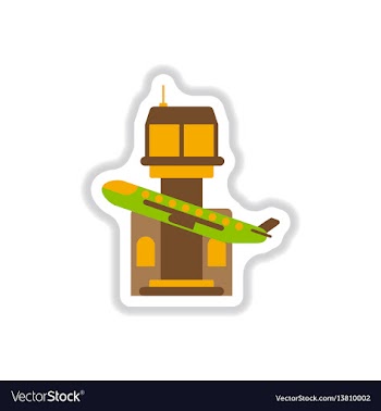 Paper sticker on white background plane takeoff vector image