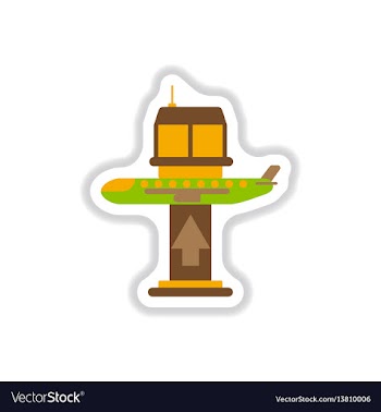 Paper sticker on white background plane takeoff vector image
