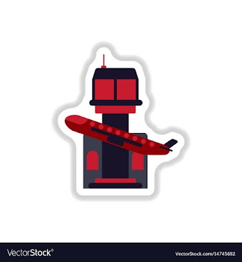Paper sticker on white background plane takeoff vector image