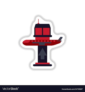 Paper sticker on white background plane takeoff vector image