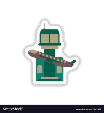 Paper sticker on white background plane takeoff vector image
