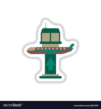 Paper sticker on white background plane takeoff vector image