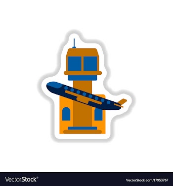 Paper sticker on white background plane takeoff vector image