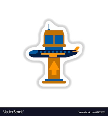 Paper sticker on white background plane takeoff vector image