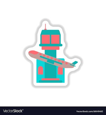 Paper sticker on white background plane takeoff vector image