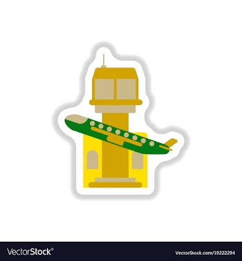 Paper sticker on white background plane takeoff vector image