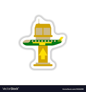Paper sticker on white background plane takeoff vector image