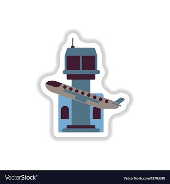 Paper sticker on white background plane takeoff vector image
