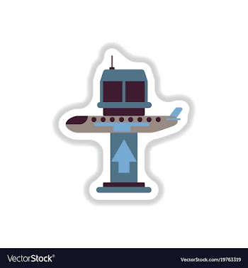Paper sticker on white background plane takeoff vector image