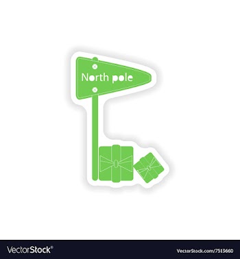 Paper sticker on white background pointer North vector image