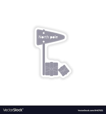 Paper sticker on white background pointer North vector image