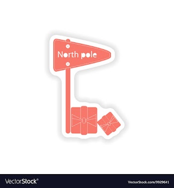 Paper sticker on white background pointer North vector image