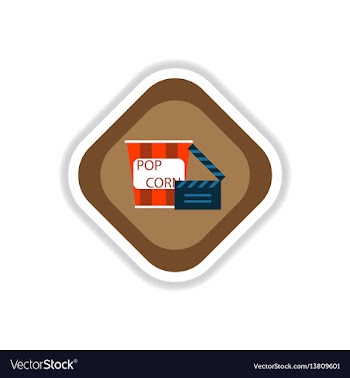 Paper sticker on white background popcorn cinema vector image