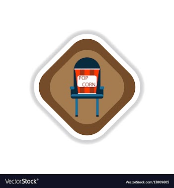 Paper sticker on white background popcorn cinema vector image