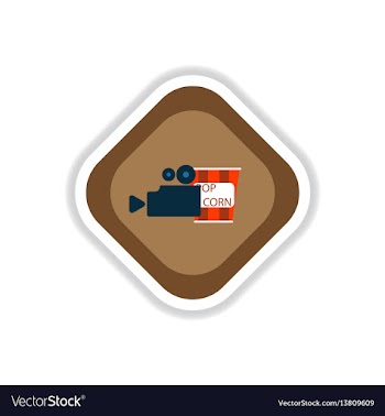 Paper sticker on white background popcorn cinema vector image