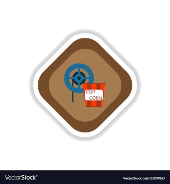 Paper sticker on white background popcorn cinema vector image