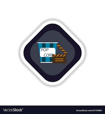 Paper sticker on white background popcorn cinema vector image