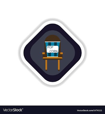 Paper sticker on white background popcorn cinema vector image