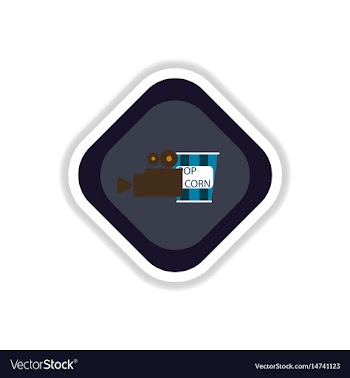 Paper sticker on white background popcorn cinema vector image